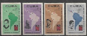 CUBA Sc# 1245-1248 LATIN AMERICAN SOLIDARITY ORGANIZATION  Cpl set of 4 1967 MNH