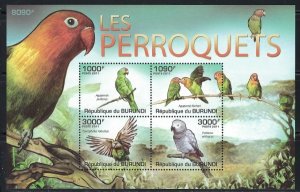 Burundi 876 MNH 2011 Parrots sheet of 4 (an4197)