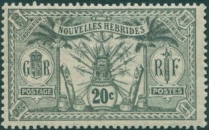 New Hebrides French 1911 SGF13 20c greyish slate Weapons Idols MLH