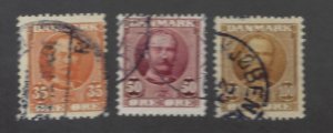 Denmark SC#76-78 Used F-VF SCV$12.50...nice bargain!!