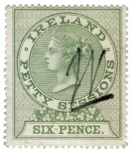 (I.B) QV Revenue : Ireland Petty Sessions 6d (1881)