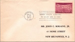 FDC 1939 SC #858 No Cachet - Bismarck, N. Dak - Single - J4690