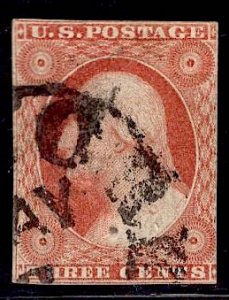 US Stamp #10 3c Orange Brown Type I SCV $185