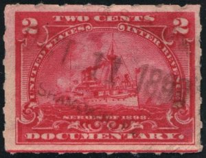 R164 2¢ Documentary Stamp (1898) Used/Date Stamp