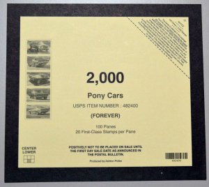 2022 US Sc. #5715-5719 Pony Cars Top Deck Card, very good condition