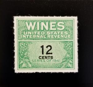 1942 12c U.S. Internal Revenue, Cordial & Wine, Green Scott RE125 Mint NH