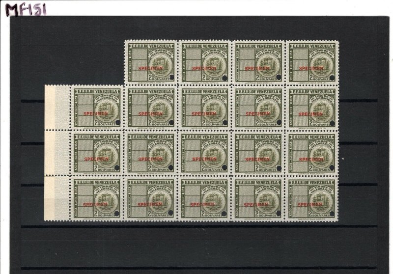 VENEZUELA ABNCo. TELEGRAPH Stamps 2b *SPECIMEN* BLOCK {19} Mint UMM MNH MF151