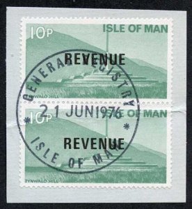 Isle of Man 2 x 10p Green and Black QEII Pictorial Revenue CDS On Piece