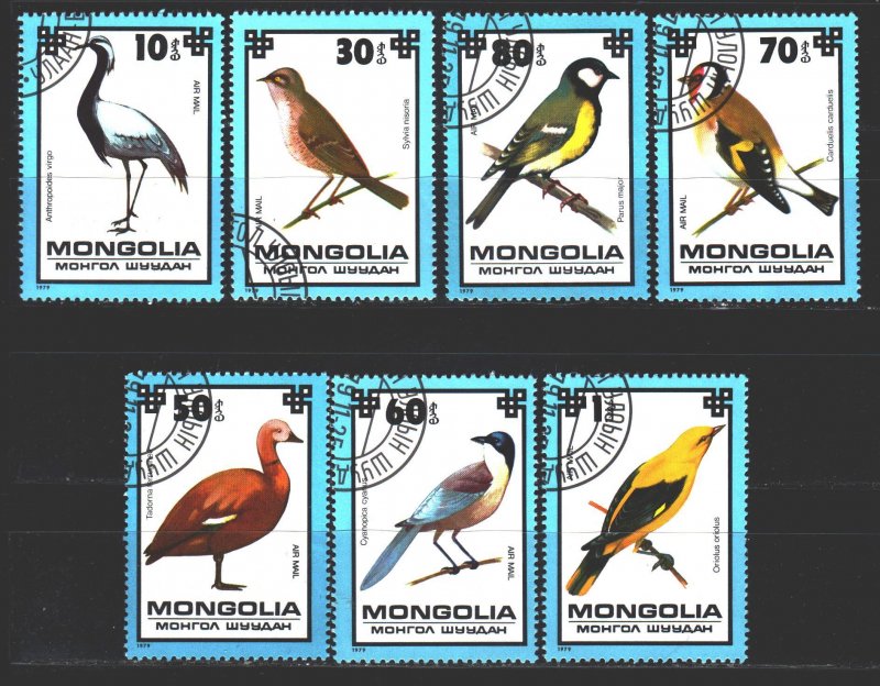 Mongolia. 1979. 1256-62. Birds fauna. USED.