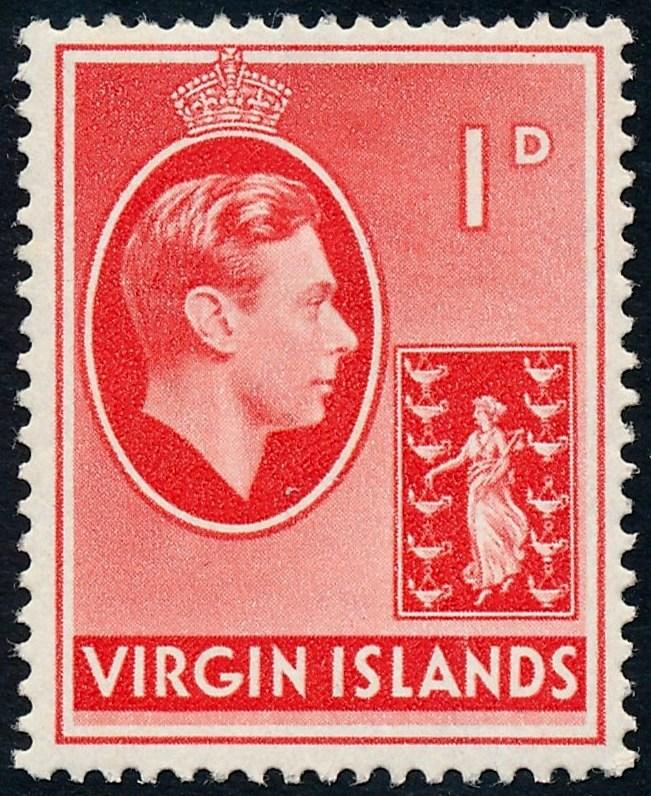 British Virgin Islands 1943 1d Scarlet SG111a MH