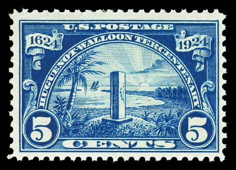 Scott 616 1924 5c Dark Blue Huguenot-Walloon Issue Mint F-VF OG NH Cat $27.50