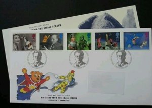 Britain Big Stars From The Small Screen 1996 Cartoon Rat Horse Shark (FDC)