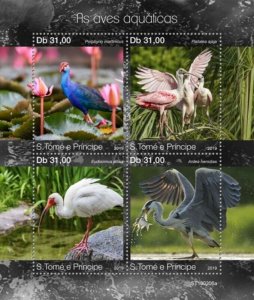 St Thomas - 2019 Water Birds - 4 Stamp Sheet - ST190206a