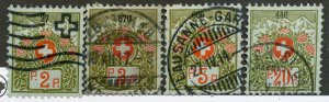 Switzerland, Scott #S1,2,3,6, Used