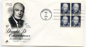 1393 6c Dwight D. Eisenhower ArtCraft block of 4, FDC