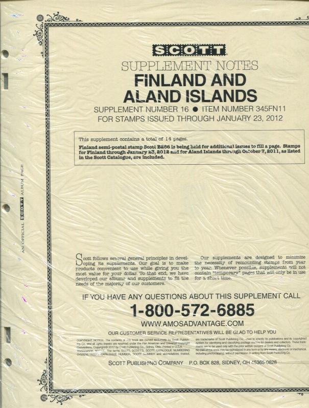 Scott Postage Stamp Album Supplement 2009-2013 Finland & Aland Islands #14-17