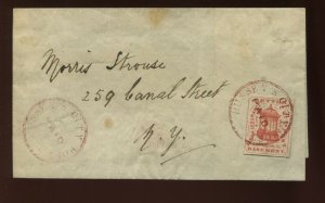 87L26 VAR JW SCOTT 1875-6 TYPE V REPRINT ON COVER HUSSEYS POST Stamp w/PF Cert