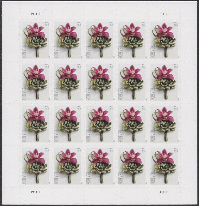 5457, CFI, Counterfeit Sheet of 20 Wedding Boutonniere Stamps