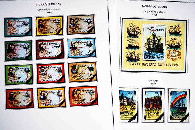 COLOR PRINTED NORFOLK ISLAND 1947-2010 STAMP ALBUM PAGES (129 illustrated pages)