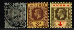 $Nigeria Sc#13,14,15 used-M/H/F-VF, part set, Cv. $31.10 