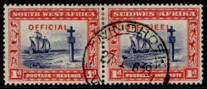 SOUTH WEST AFRICA GV SG O14, 1d indigo & scarlet, VERY FINE USED. Cat £20. CDS