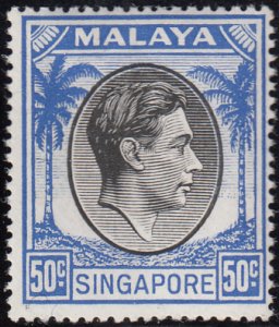 Singapore 1948-52 MH Sc #17a 50c George VI Perf 18