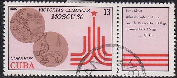 Cuba 2366+Label XXII Summer Olympic Games, Moscow 1980