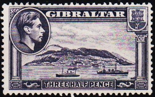 Gibraltar. 1938 1 1/2d S.G.123b Mounted Mint