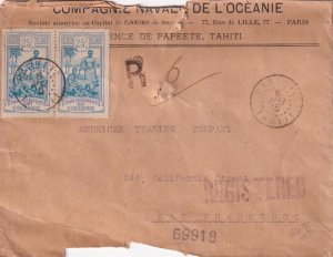 1915, Papeete, Tahiti to San Francisco, CA, Registered, See Remark (C4356)