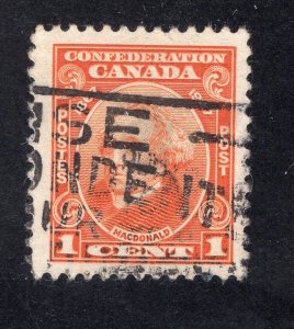 Canada 1927 1c orange Confederation, Scott 141 used, value = $1.30