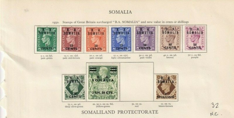 B A SOMALIA GEORGE 6TH CROWN ALBUM  PAGE  , MINT/USED 