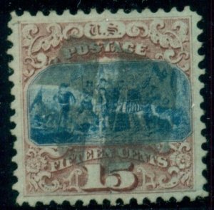 US #118, 15¢ brown & blue, used, reperfed, PSE Certificate,  VF+, Scott $850.00