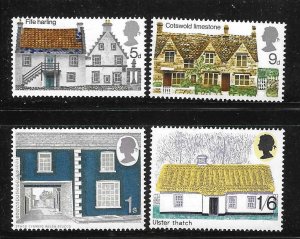 Great Britain 1970 British Rural Architecture Sc 608-611 MNH A2789