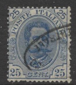 Italy - Scott 70 - King Humbert I -1891 - Used - 25c Blue Stamp