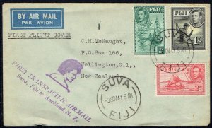 FIJI 1941 First Transpacific Airmail / Suva, Fiji to - 41245
