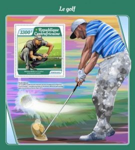 Central Africa - 2017 Sport of Golf - Stamp Souvenir Sheet - CA17512b