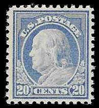 PCBstamps   US # 515 20c Franklin, lt ultramarine, MNH, (3)