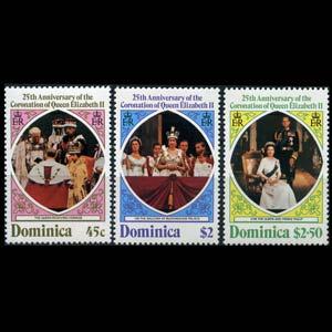 DOMINICA 1978 - Scott# 570-2 Coronation Set of 3 NH