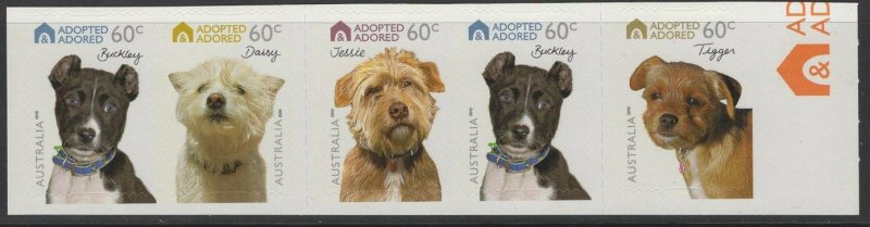 AUSTRALIA SG3436/40 2010 DOGS (EX BOOKLET) SELF ADHESIVES MNH 