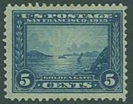 USA SC# 399 Panama-Pacific, Golden Gate, 5c, M No gum