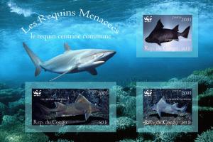 CONGO SHEET IMPERF MARINE LIFE SHARKS