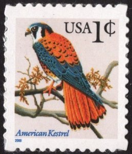 SC#3031A 1¢ American Kestrel Single (2000) SA