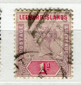 LEEWARDS ISLANDS; 1890s classic QV issue used Shade of 1d. value