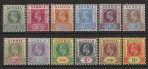 GAMBIA 1902 KEVII set ½d to 3/- wmk Crown CA