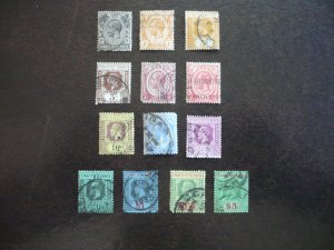 Stamps - Straits Settlements - Scott#179-201 - Used Part Set of 13 Stamps