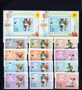 AJMAN 1969 SUMMER OLYMPIC GAMES 2 SETS OF 6 STAMPS & 2 S/S PERF. & IMPERF. MNH