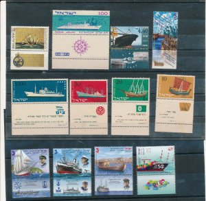 ISRAEL 1958 - 2015 MARINE SHIPS LOT OF STAMPS ISSUED MNH WITH TABS 