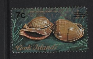 Cook Islands  #489  used  1978 sea shells surcharge 7c on 1/2c