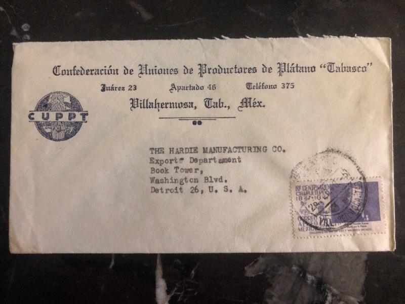 1939 Villahermosa Mexico Banana Producers Commercial Cover To Detroit USA