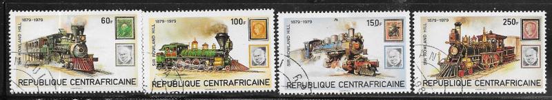 Central African Republic #398-401  Trains    (U) CV $1.95